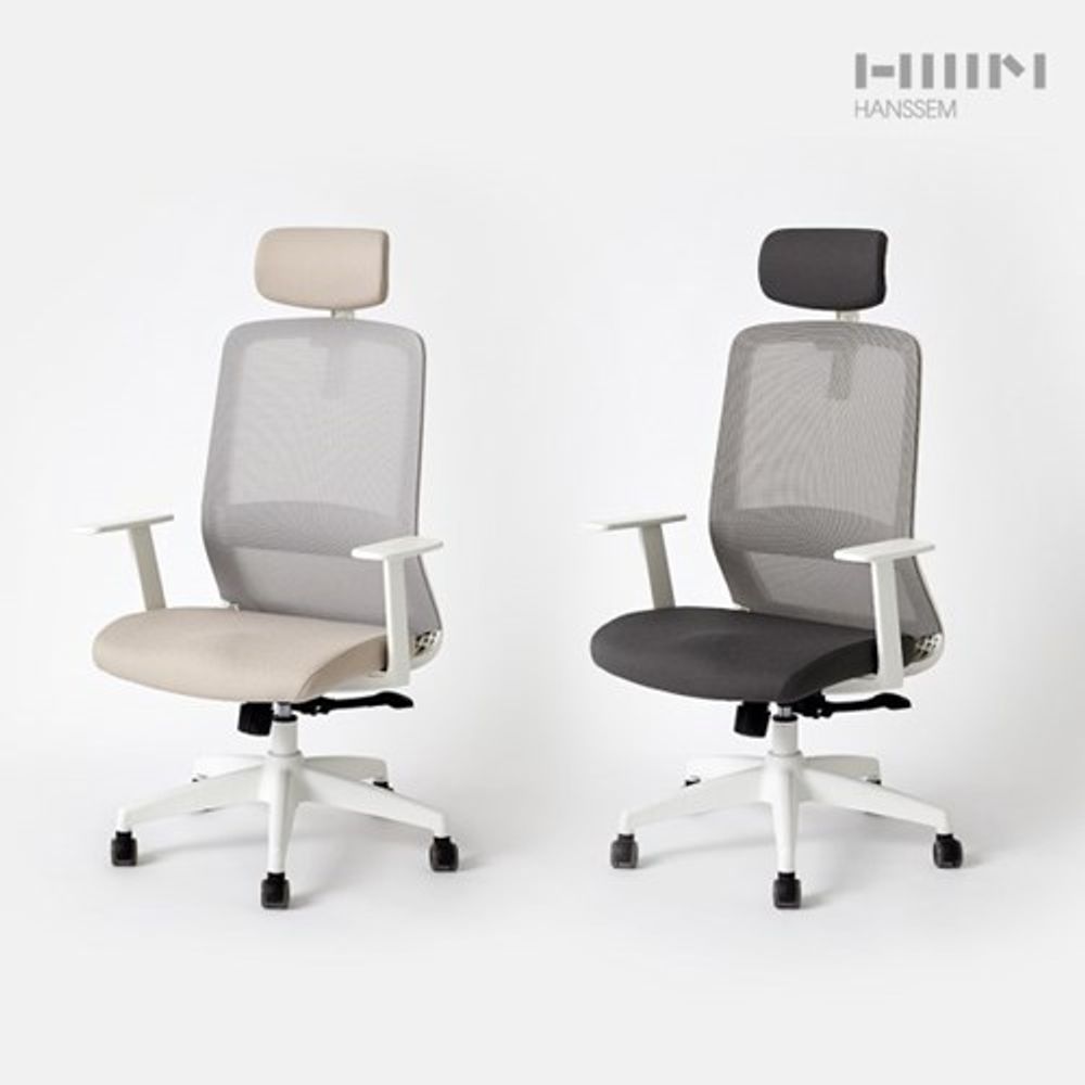 HANSSEM BODYFIT Ergonomic Office Desk Chair 2Color – Adjustable Headrest, S-Shaped Backrest, Breathable Mesh & Water-Repellent Fabric, Quiet Casters, BIFMA Certified _ Made in KOREA